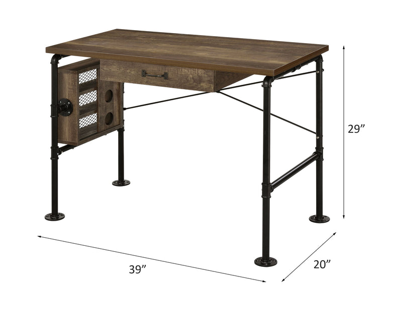 Endang - Writing Desk - Weathered Oak & Black - R&R Furniture Gallery (Fountain Valley, CA)