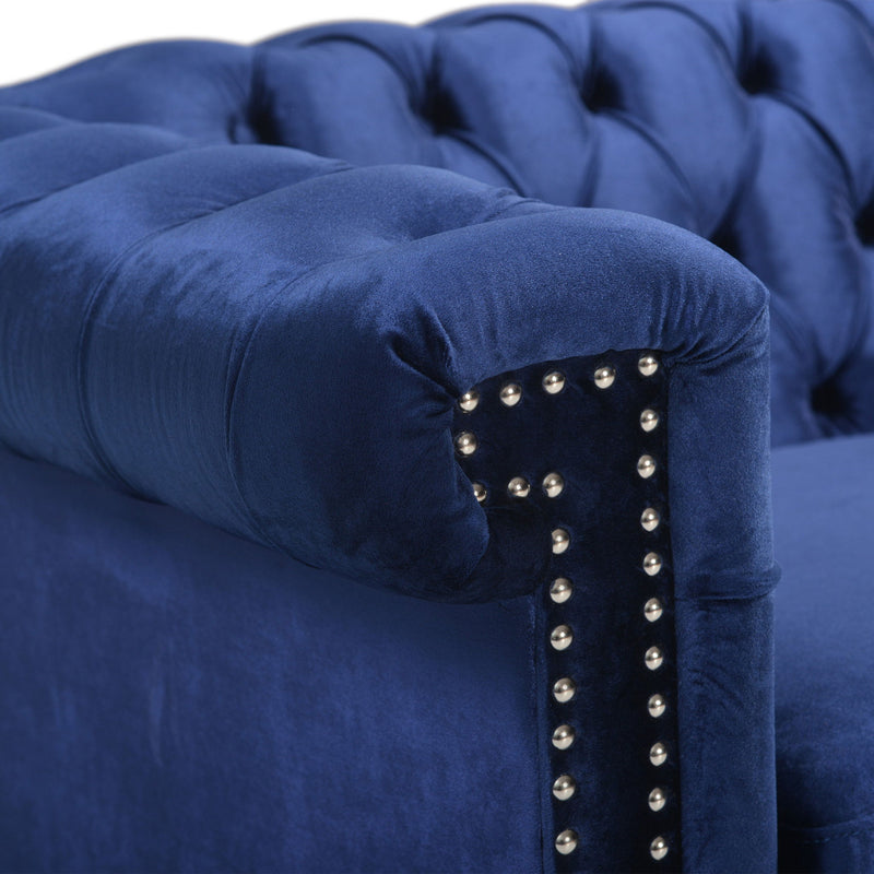 Noble House Chesterfield style 3-seater sofa with deep button tufting and classic design, stationary living room furniture.