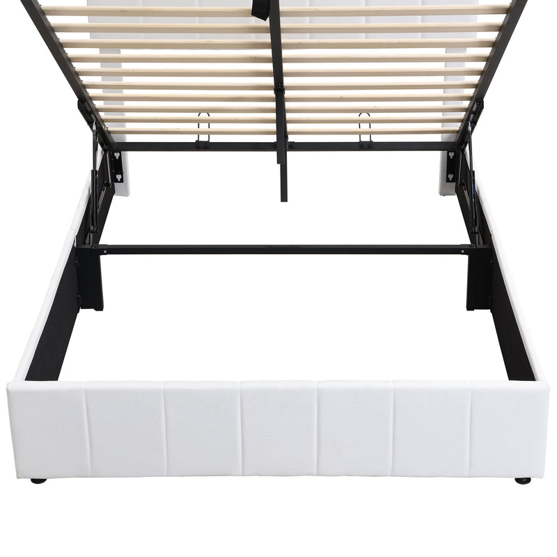 Elegant Upholstered Platform Bed With Hydraulic Storage System - R&R Furniture Gallery (Fountain Valley, CA)
