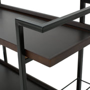 Noble House modern industrial bar cart with shelving, casters, and a sleek metal frame for stylish beverage storage.