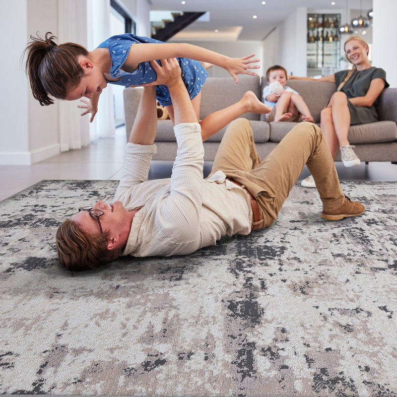 Payas - 6' X 9' Abstract Area Rug - Cream / Brown - R&R Furniture Gallery (Fountain Valley, CA)