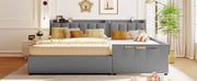 Upholstered Mother & Child Bed With Hydraulic Storage System, Drawer Box, Bedhead Storage Shelf And 2 Pairs Of Sockets & USB Ports - R&R Furniture Gallery (Fountain Valley, CA)