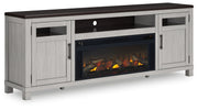 Darborn - 88" TV Stand With Electric Infrared Fireplace Insert - Gray / Brown - R&R Furniture Gallery (Fountain Valley, CA)