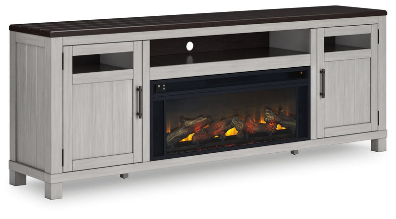 Darborn - 88" TV Stand With Electric Infrared Fireplace Insert - Gray / Brown - R&R Furniture Gallery (Fountain Valley, CA)