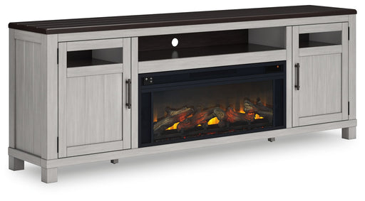 Darborn - 88" TV Stand With Electric Infrared Fireplace Insert - Gray / Brown - R&R Furniture Gallery (Fountain Valley, CA)