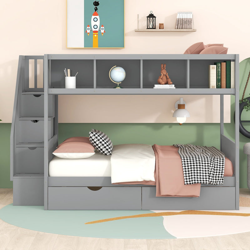 Bunk Bed With Shelfs, Storage Staircase And 2 Drawers - R&R Furniture Gallery (Fountain Valley, CA)