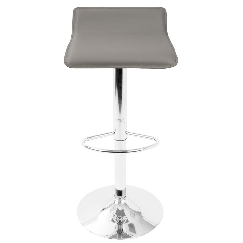 Pair of Lumi Source Ale contemporary adjustable barstools with sleek modern design and wood and metal finishes.