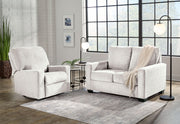 Signature Design by Ashley Rannis 2-piece living room set with a sofa and loveseat featuring modern upholstery and wooden legs.