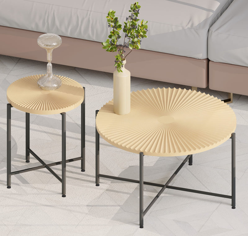Radial - Pattern Coffee And End Table Set Waterproof Cover, Distressed Cylindrical Design (Set of 2) - R&R Furniture Gallery (Fountain Valley, CA)