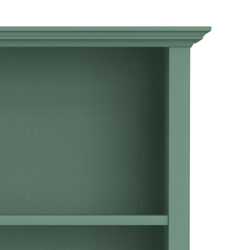 Handcrafted Amherst 5-shelf bookcase by Simpli-Home showcasing sturdy wood construction and spacious storage.