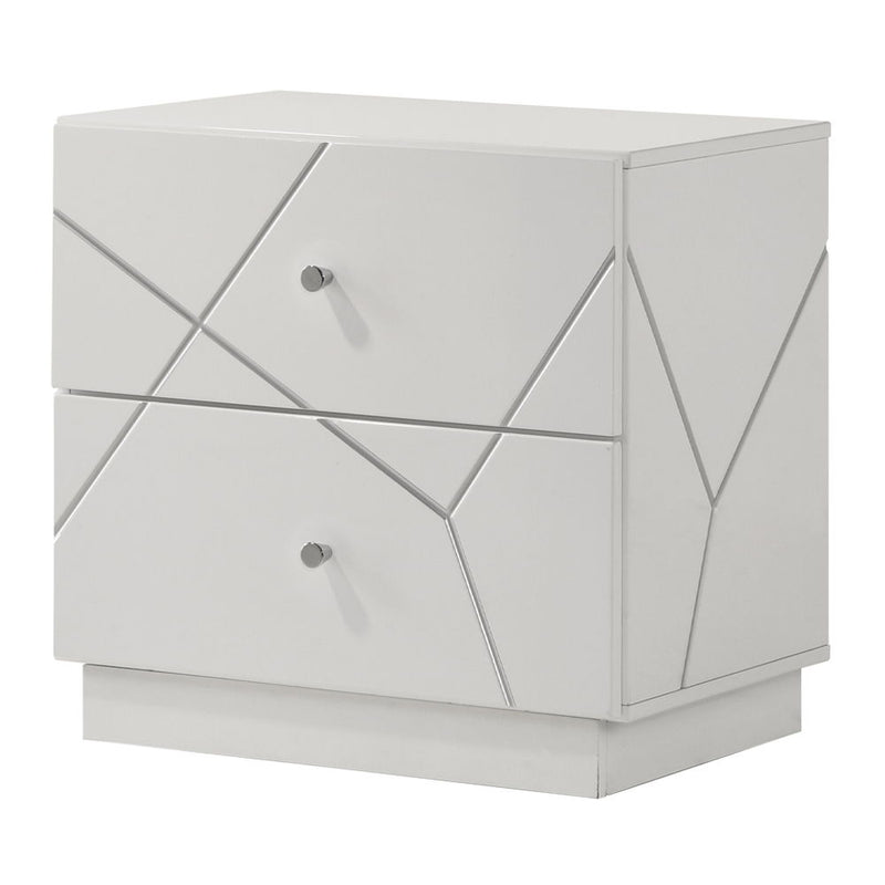 Esther - Nightstand - White / Silver - R&R Furniture Gallery (Fountain Valley, CA)