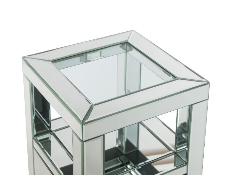 Noralie - 24" Accent Table - Clear Glass, Mirrored & Faux Diamonds - R&R Furniture Gallery (Fountain Valley, CA)