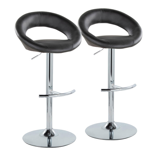 Set of two Lumi Source Posh contemporary adjustable barstools with swivel, rounded T-footrest, modern design, and sleek finish.