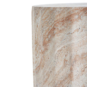 Outdoor / Indoor Lightweight Concrete Side Table, Cylinder Travertine Finish Accent Table - Beige - R&R Furniture Gallery (Fountain Valley, CA)