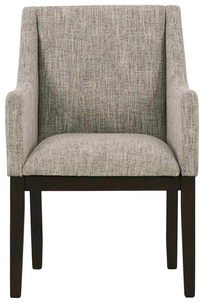 Burkhaus - Dining UPH Arm Chair (Set of 2) - Beige / Dark Brown - R&R Furniture Gallery (Fountain Valley, CA)