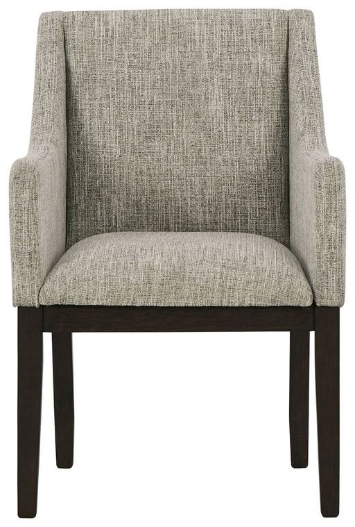 Burkhaus - Dining UPH Arm Chair (Set of 2) - Beige / Dark Brown - R&R Furniture Gallery (Fountain Valley, CA)