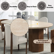 Leonardo - Dining Table - Travertine Top & Dark Oak - R&R Furniture Gallery (Fountain Valley, CA)