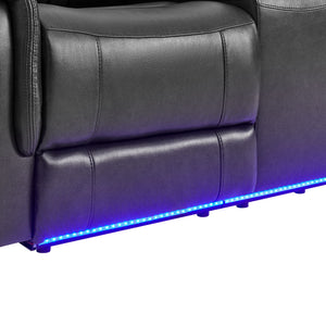 Ian - Power Reclining Sofa With LED Lighting, Surround Sound & Subwoofer - Charcoal