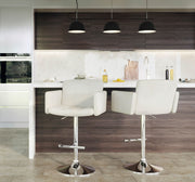 Lumi Source Stout adjustable barstool with swivel, modern design, bar height 28-30 inches, featuring a cushioned seat and metal base.