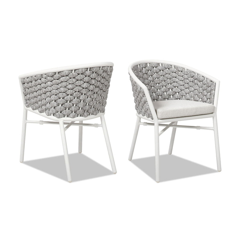 Rowan - Rope Barrel Back Patio Dining Chairs (Set of 2) - Optic White - R&R Furniture Gallery (Fountain Valley, CA)