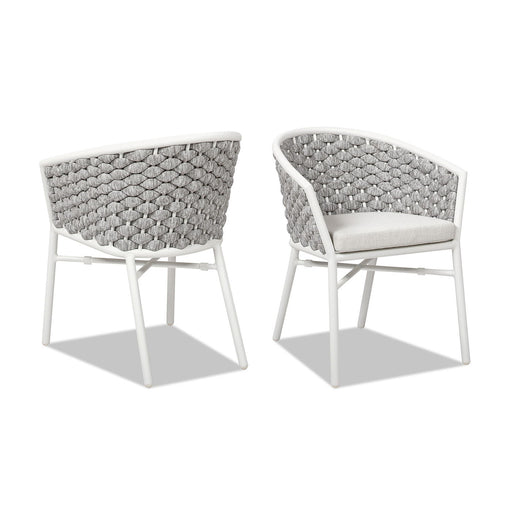 Rowan - Rope Barrel Back Patio Dining Chairs (Set of 2) - Optic White - R&R Furniture Gallery (Fountain Valley, CA)