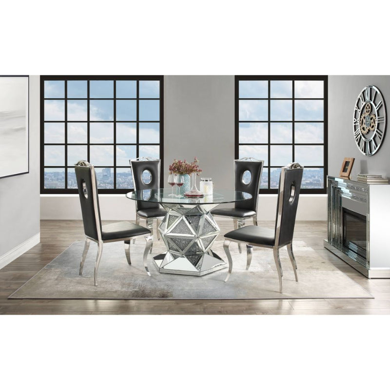Noralie - 52" Round Dining Table - Mirrored & Faux Diamonds - R&R Furniture Gallery (Fountain Valley, CA)
