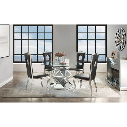 Noralie - 52" Round Dining Table - Mirrored & Faux Diamonds - R&R Furniture Gallery (Fountain Valley, CA)