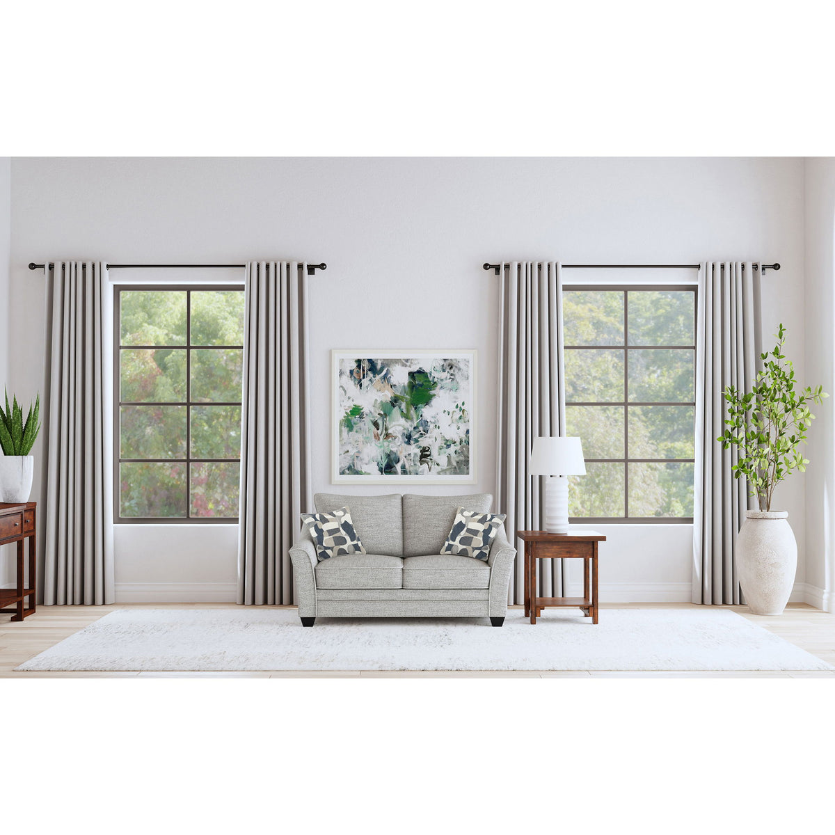 Lido - Upholstered Loveseat With Tapering Block Legs - Light Gray