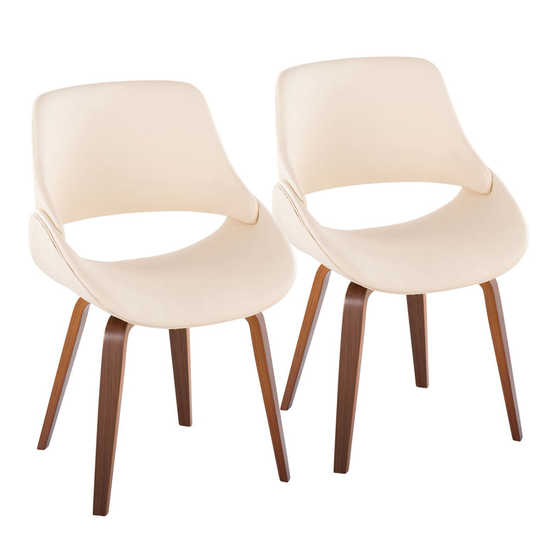 Lumi Source Fabrico mid-century modern dining chair set of 2 with wooden legs and upholstered seats, stylish and comfortable for dining rooms.