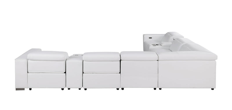 1208 - 8 Piece L Shaped Leather Sectional With 3 Power Recliners & Power Headrests