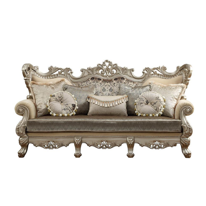 Ranita - Sofa With 7 Pillows - Fabric & Champagne - R&R Furniture Gallery (Fountain Valley, CA)