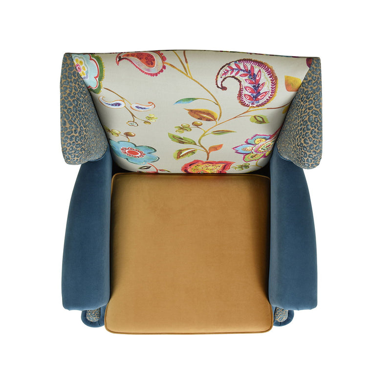 Anya - Boho Chic Wingback Accent Arm Chair - Floral / Leopard / Blue Teal / Yellow Gold - R&R Furniture Gallery (Fountain Valley, CA)