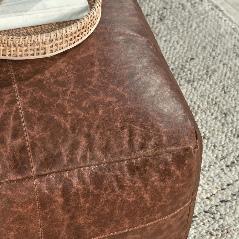 Poufs - Leather Pouf - R&R Furniture Gallery (Fountain Valley, CA)