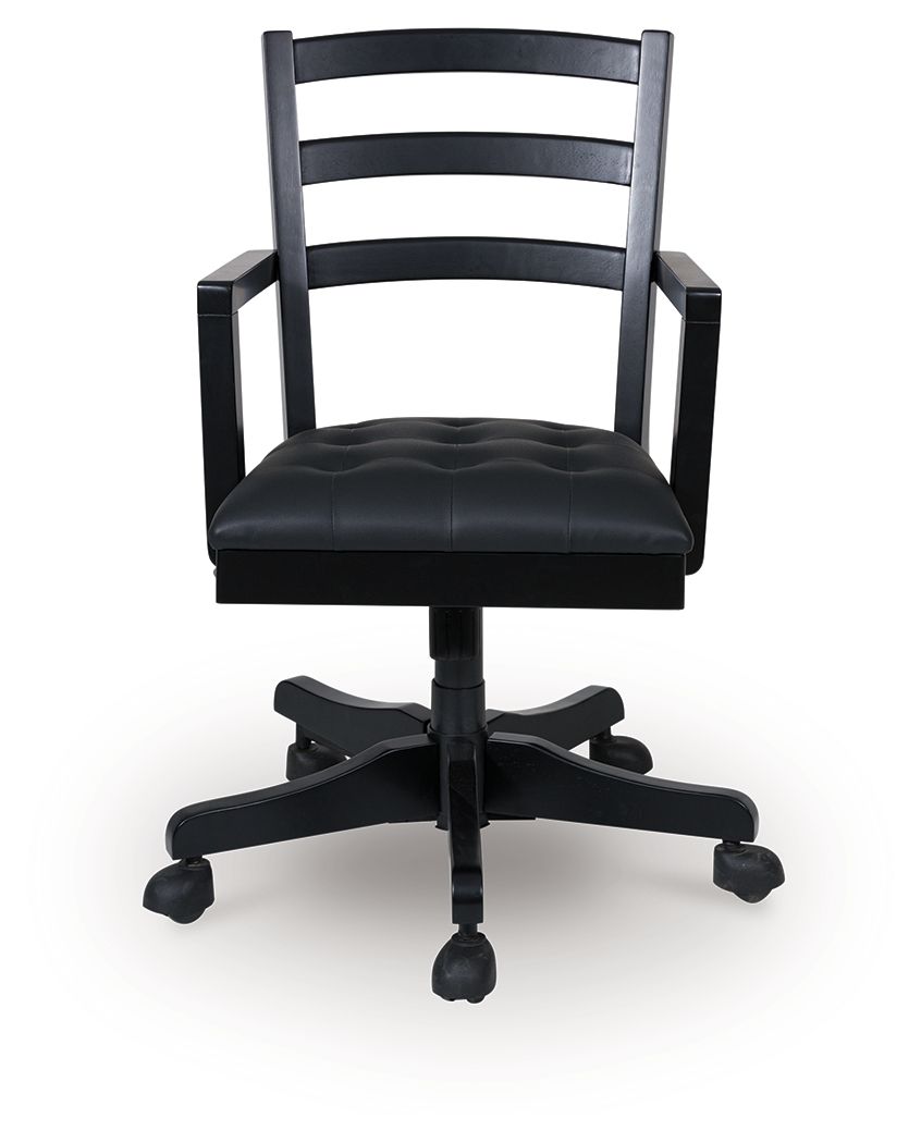 Wildenauer - Home Office Swivel Desk Chair - Brown / Black - R&R Furniture Gallery (Fountain Valley, CA)