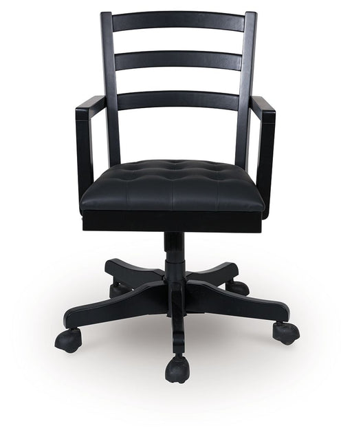 Wildenauer - Home Office Swivel Desk Chair - Brown / Black - R&R Furniture Gallery (Fountain Valley, CA)