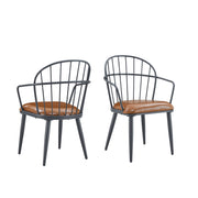 Industrial Inspired Upholstered Dining Chair Set With Metal Legs (Set of 2) - Brown - R&R Furniture Gallery (Fountain Valley, CA)