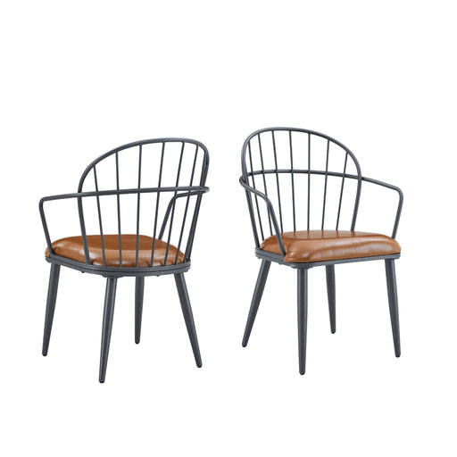 Industrial Inspired Upholstered Dining Chair Set With Metal Legs (Set of 2) - Brown - R&R Furniture Gallery (Fountain Valley, CA)