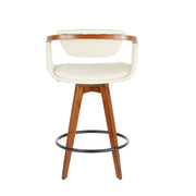 Lumi Source Oracle mid-century modern counter stool with wooden legs and upholstered seat, 24-27 inch counter height.