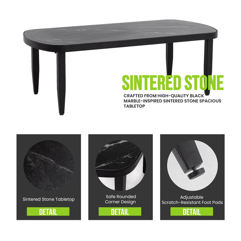 Life Outside outdoor elegance rounded corner coffee table with smooth surface and sturdy legs, ideal for patio or garden seating areas.