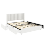 Anda - Boucle Upholstered Platform Bed With Patented Drawers Storage - Ivory - R&R Furniture Gallery (Fountain Valley, CA)