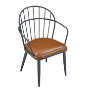 Industrial Inspired Upholstered Dining Chair Set With Metal Legs (Set of 2) - Brown - R&R Furniture Gallery (Fountain Valley, CA)