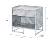 Azrael - Accent Table - White Printed Faux Marble & Chrome - R&R Furniture Gallery (Fountain Valley, CA)