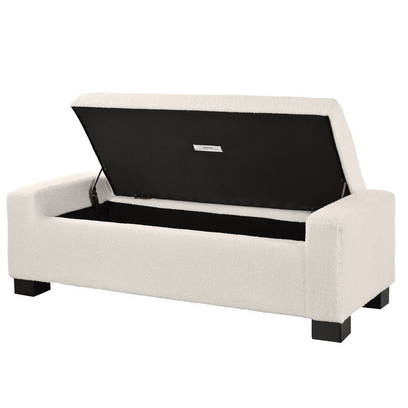 Textured Boucle Ottoman Bench With Hinged Lid For Seating And Storage - Beige - R&R Furniture Gallery (Fountain Valley, CA)