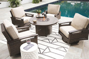Paradise Trail - 5 Pc. - Conversation Set with 4 Swivel Lounge Chairs - Medium Brown - R&R Furniture Gallery (Fountain Valley, CA)