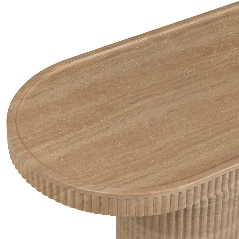 TOV Furniture Darcy console table with sleek wooden surface and modern design, ideal for entryways or living spaces.