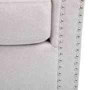 Noble House modern upholstered swivel club chair with nailhead trim, featuring a plush seat and curved back for stylish comfort.