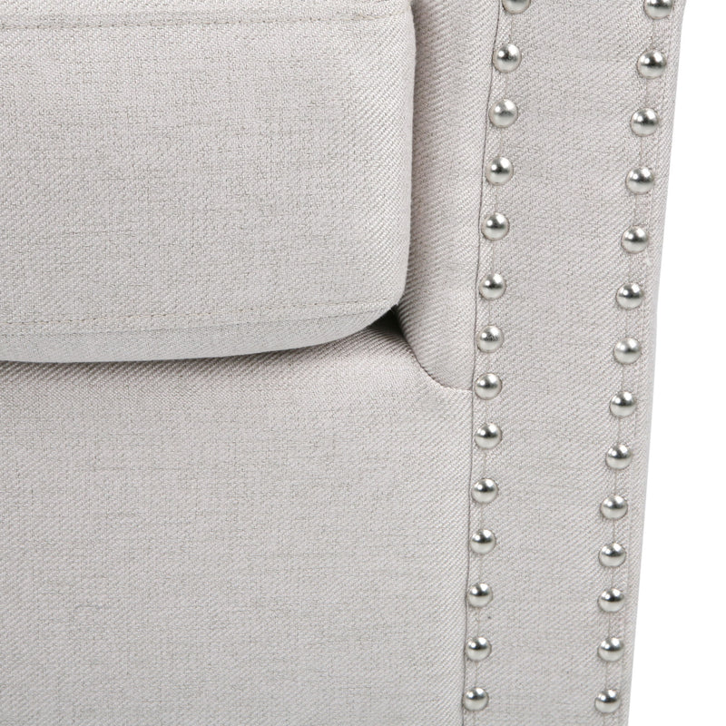 Noble House modern upholstered swivel club chair with nailhead trim, featuring a plush seat and curved back for stylish comfort.