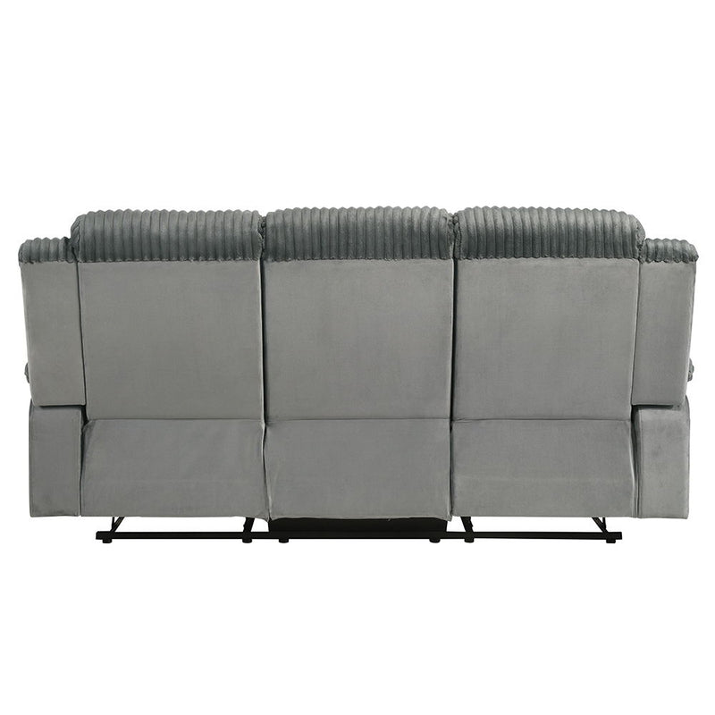 Lesley - Motion Sofa - Gray Corduroy & Velvet - R&R Furniture Gallery (Fountain Valley, CA)