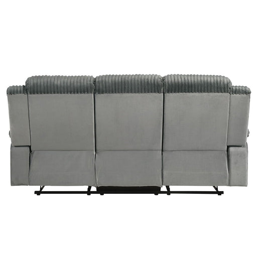 Lesley - Motion Sofa - Gray Corduroy & Velvet - R&R Furniture Gallery (Fountain Valley, CA)