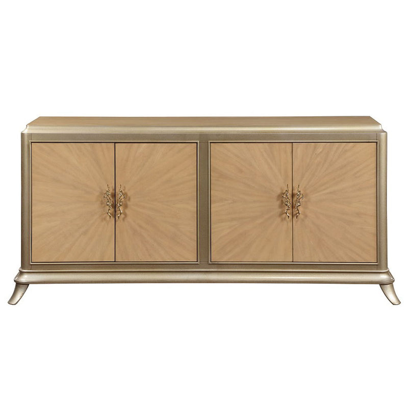 Dodie - Console Cabinet - Natural Oak Sunburst Pattern & Taupe Champaign - R&R Furniture Gallery (Fountain Valley, CA)